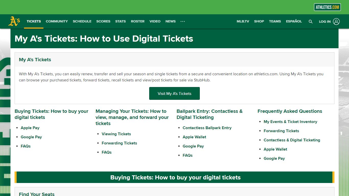 My A's Tickets: How to Use Digital Tickets | Oakland Athletics - MLB.com