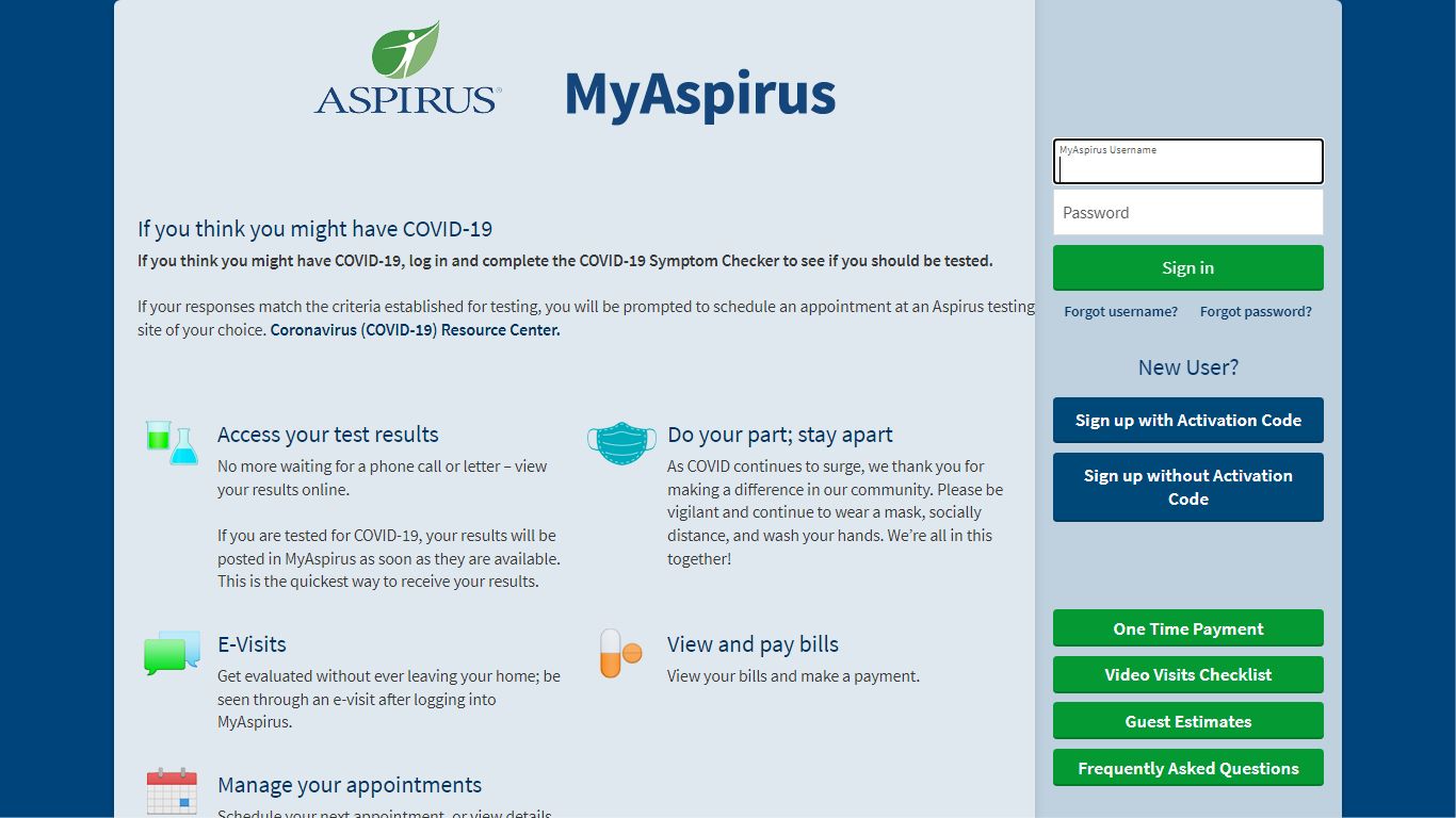 MyAspirus - Login Page